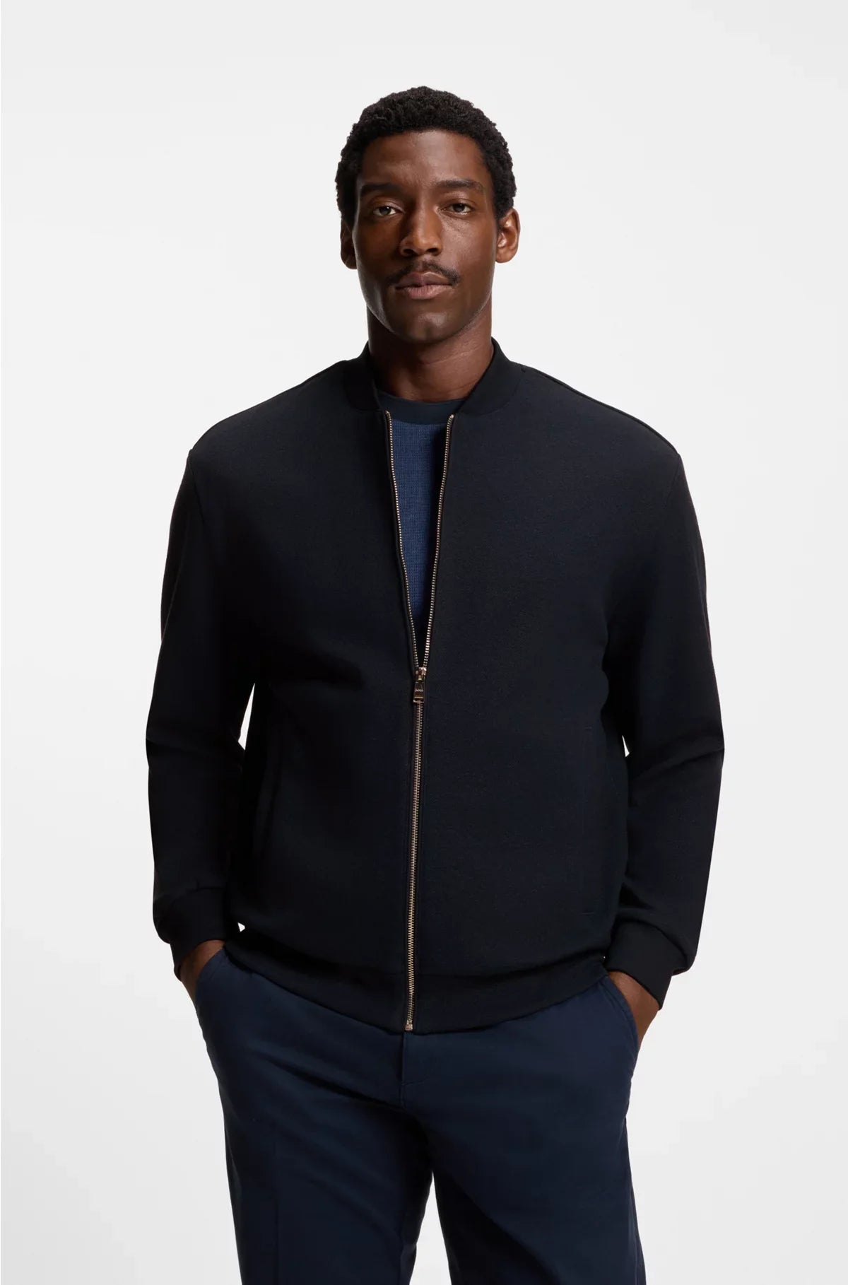 ZIP-UP SWEATSHIRT IN COTTON-LINEN PIQUE
