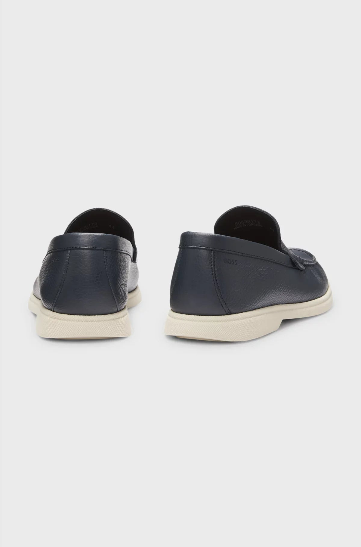 TUMBLED-LEATHER MOCCASINS WITH LOGO DETAIL