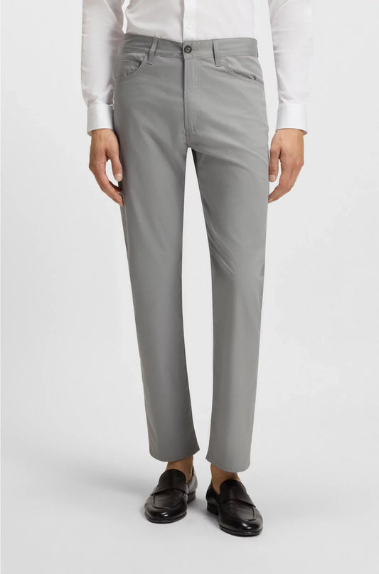 SLIM-FIT TROUSERS IN COTTON, SILK AND STRETCH