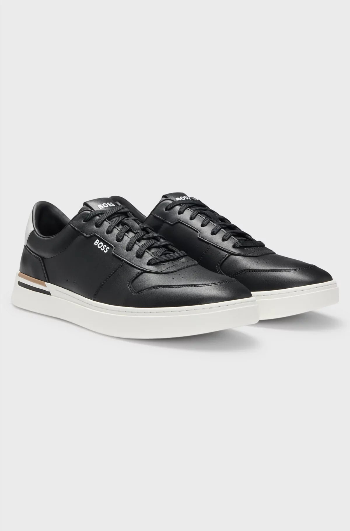 LEATHER TRAINERS WITH LOGO DETAILS