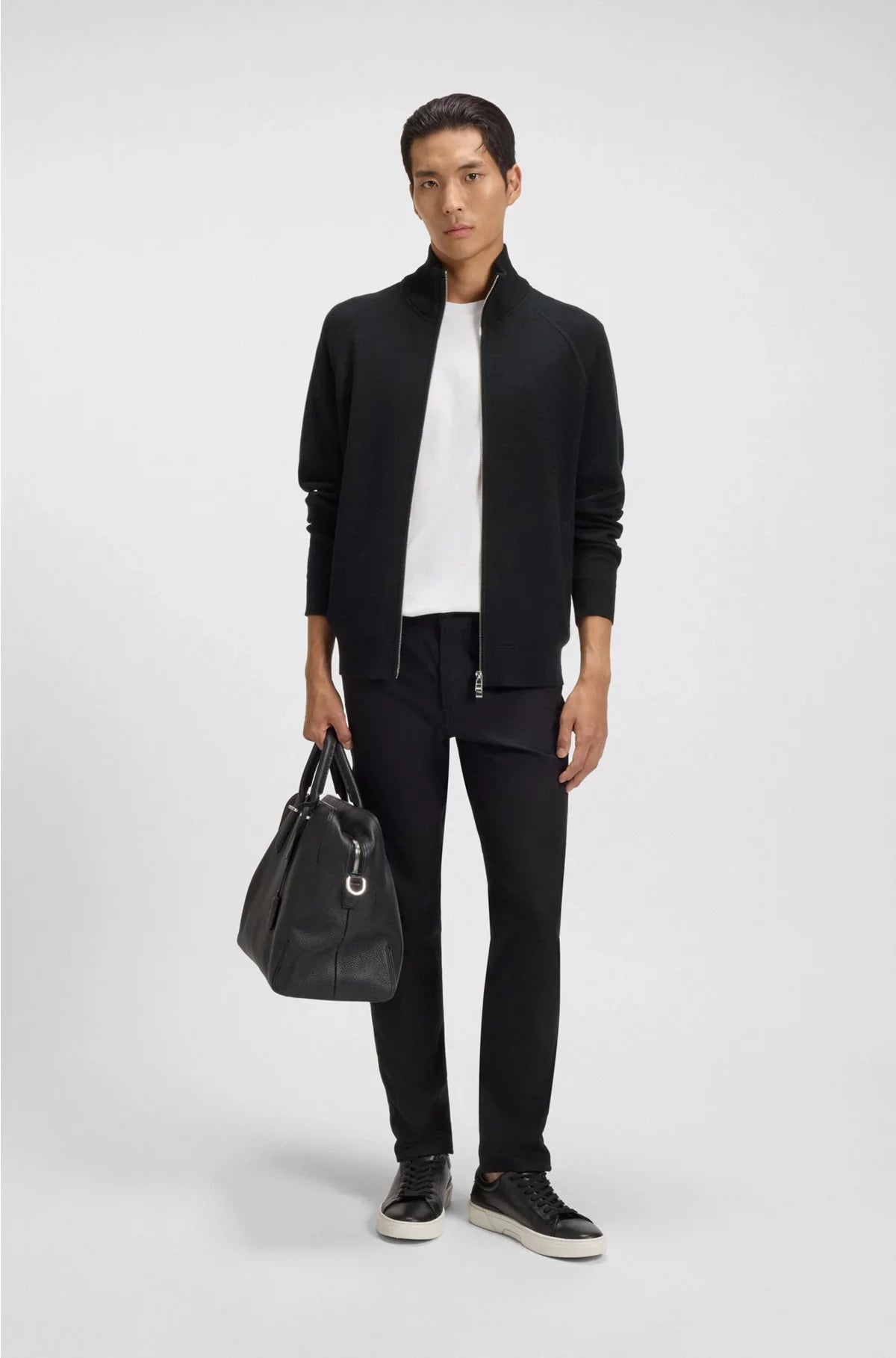 ZIP-UP CARDIGAN IN COTTON AND VIRGIN WOOL