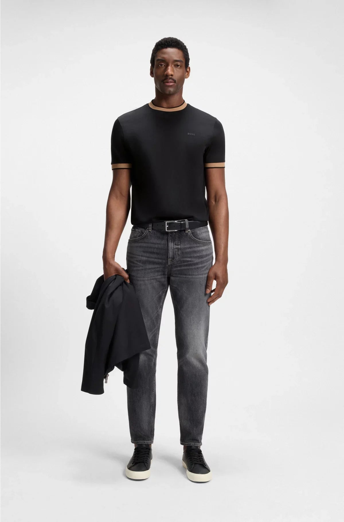 MERCERISED-COTTON SLIM-FIT T-SHIRT WITH CONTRAST TRIMS