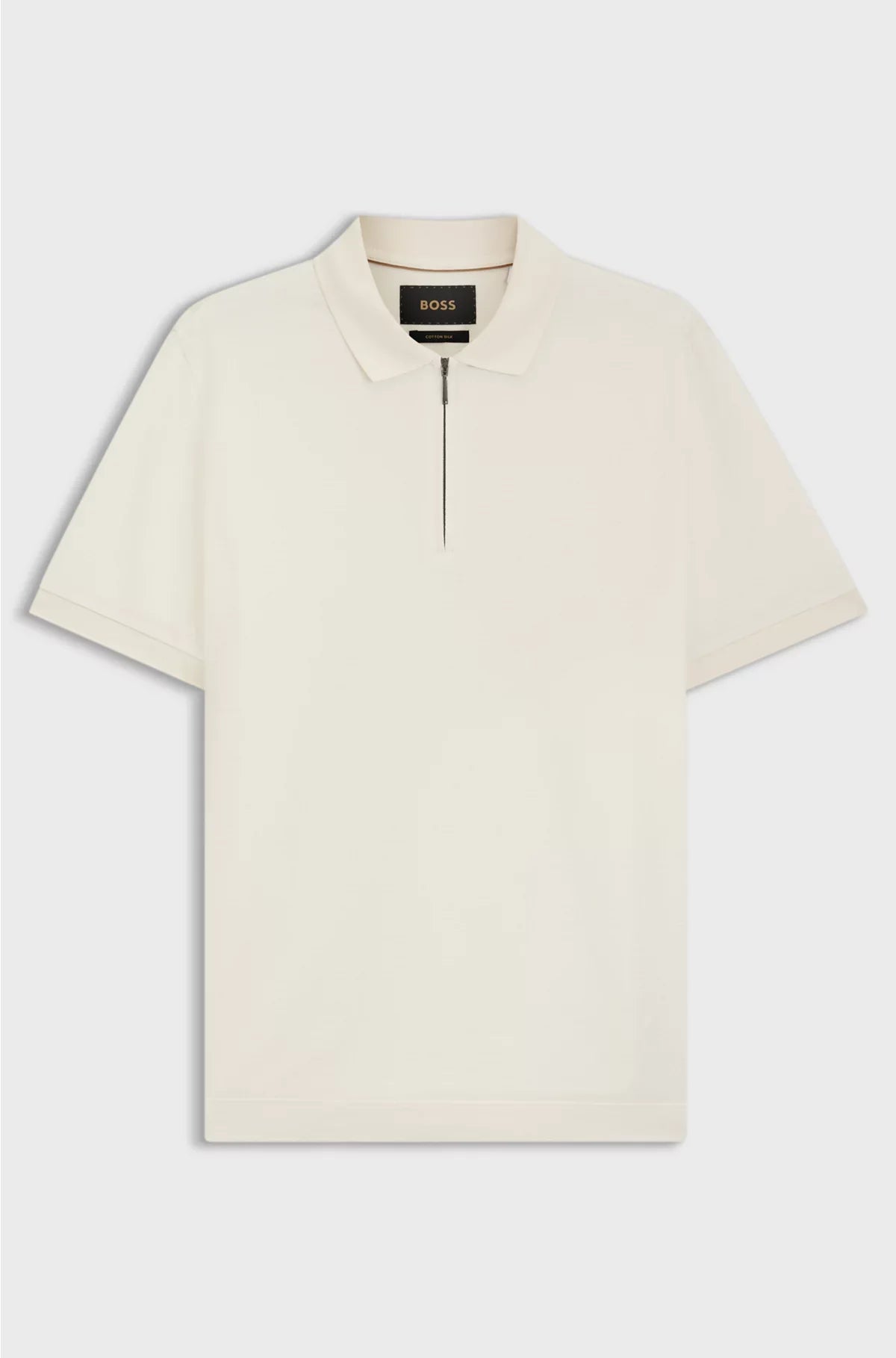 ZIP-NECK POLO SHIRT IN MERCERISED COTTON-SILK JACQUARD