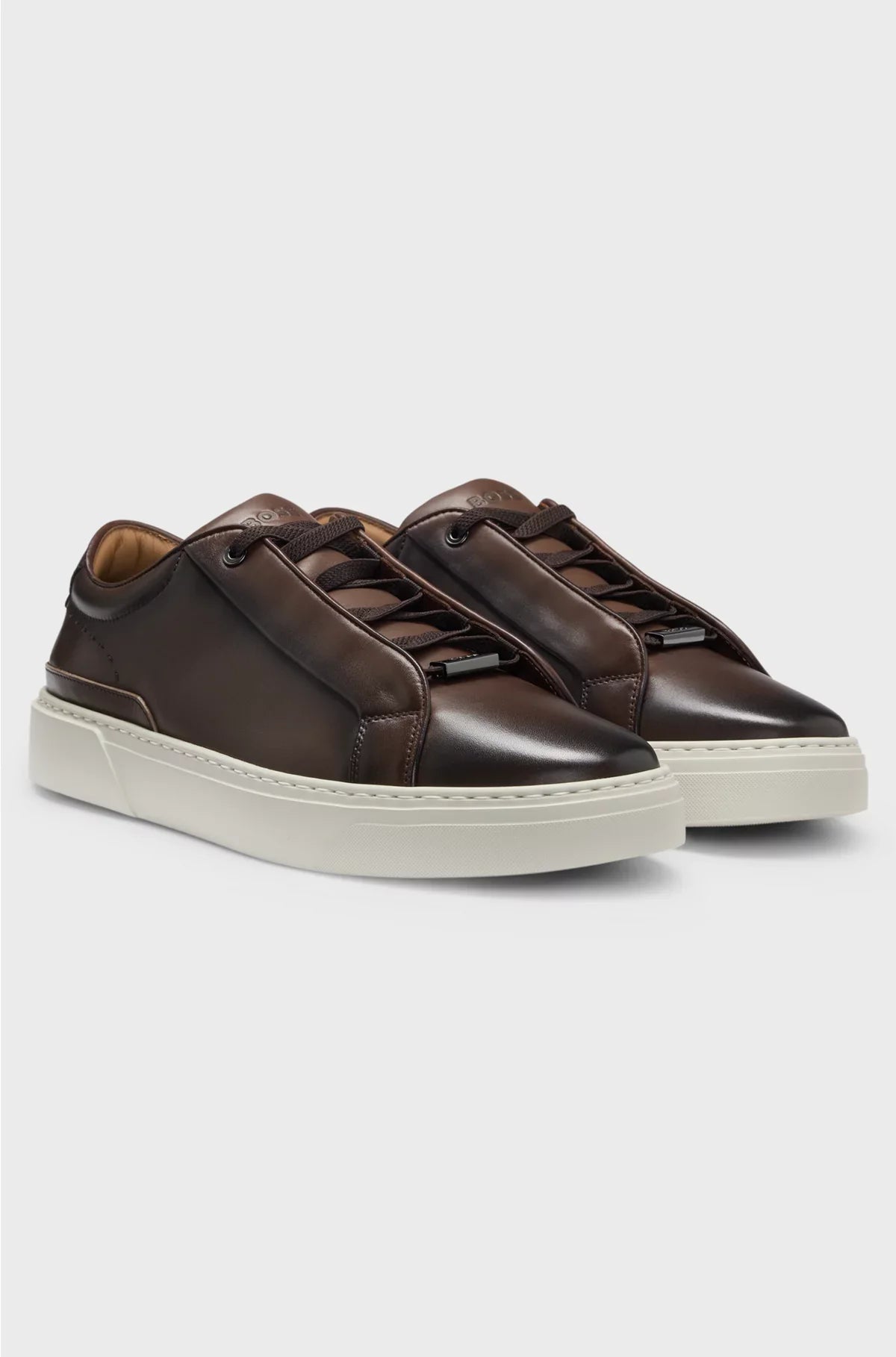 GARY LEATHER TRAINERS WITH HIDDEN LACES
