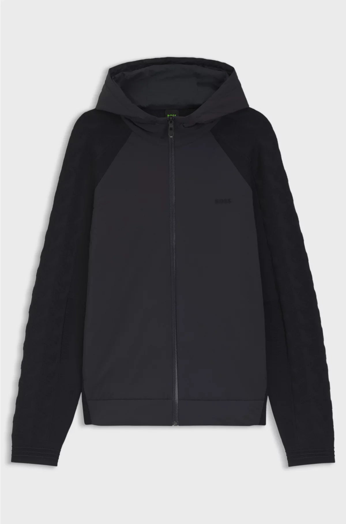 ZIP-UP HOODIE WITH TONAL TEXTURED JACQUARD