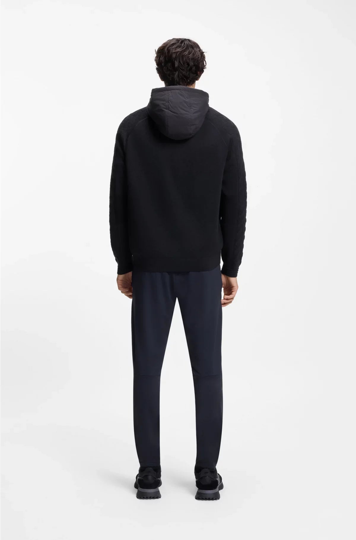 ZIP-UP HOODIE WITH TONAL TEXTURED JACQUARD