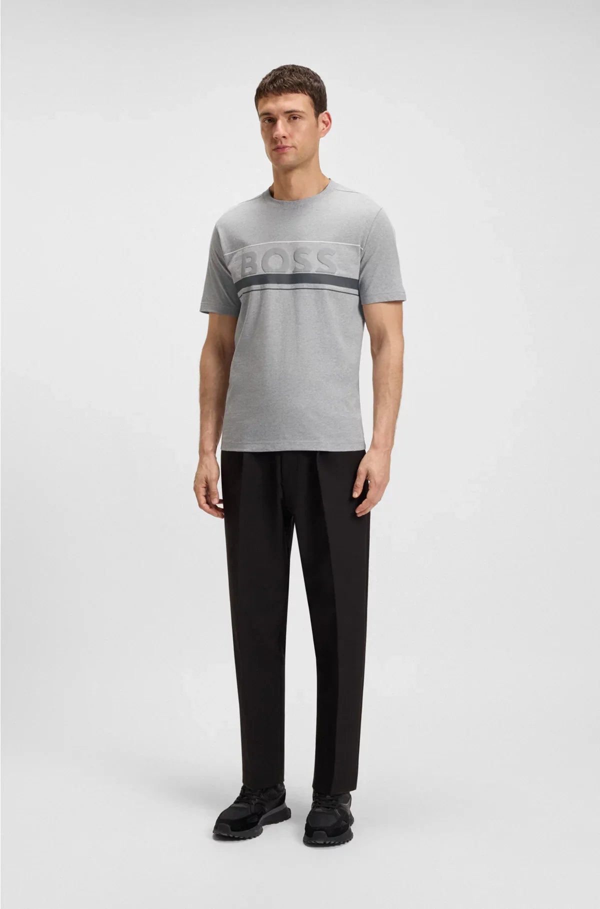 COTTON-JERSEY T-SHIRT WITH STRIPES AND LOGO