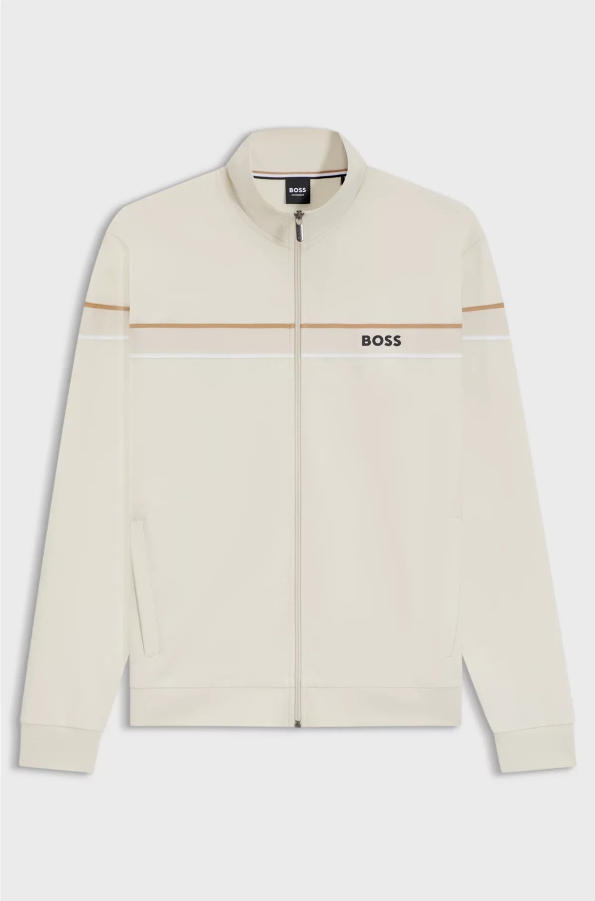 ZIP-UP JACKET IN COTTON TERRY WITH TAPE TRIMS