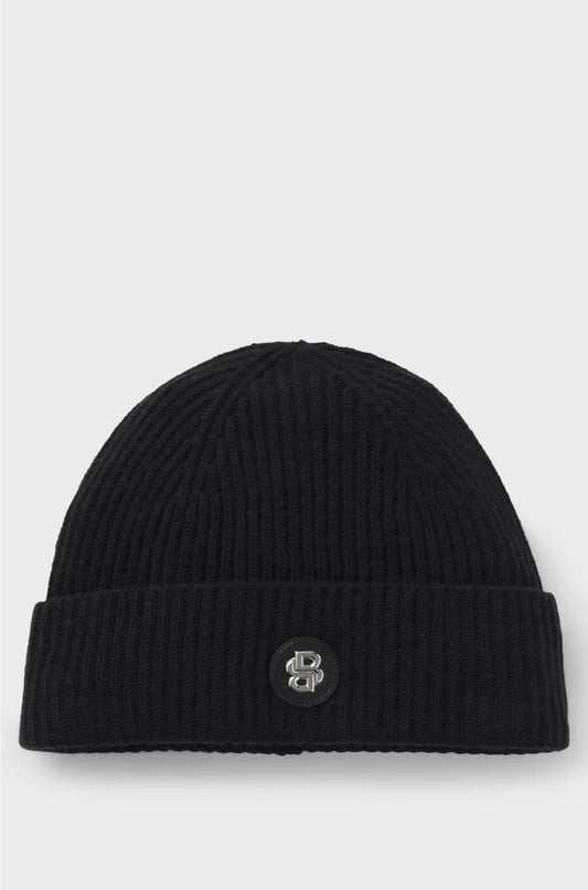 WOOL-CASHMERE BEANIE HAT WITH DOUBLE B MONOGRAM